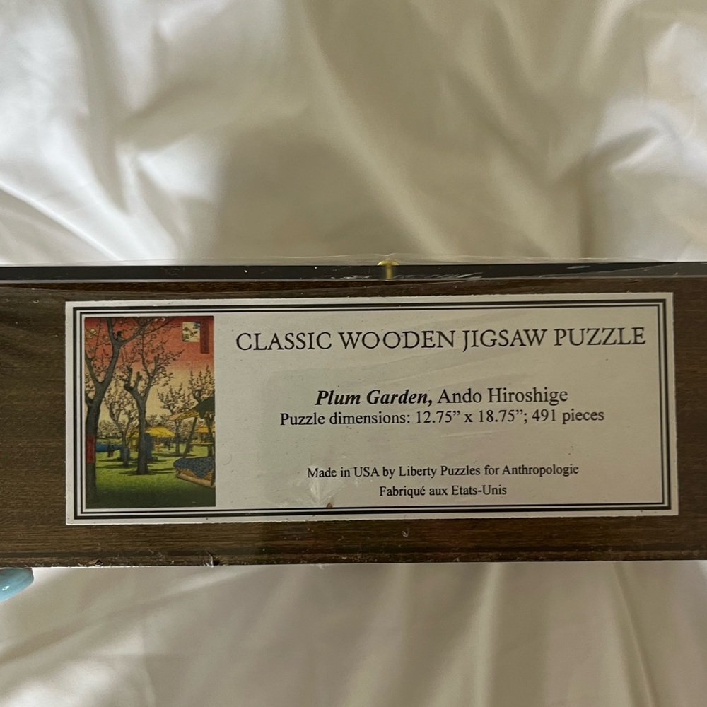 Liberty Puzzles classic wooden jigsaw puzzle: plum garden